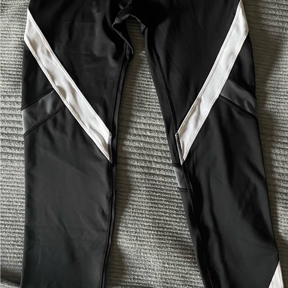 Reebok WomensBlack and White Athletic Leggings